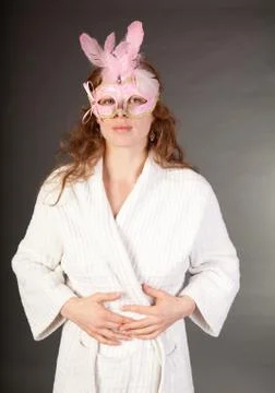 Redhead with mask Stock Photos