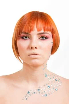 Redhead with rhinestones Stock Photos