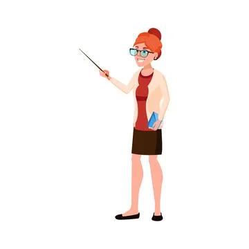Redhead school math teacher explain theorem cartoon vector Stock Illustration