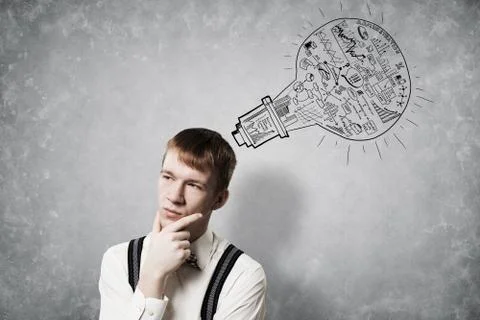 Redhead student thinking about some problem Foto stock