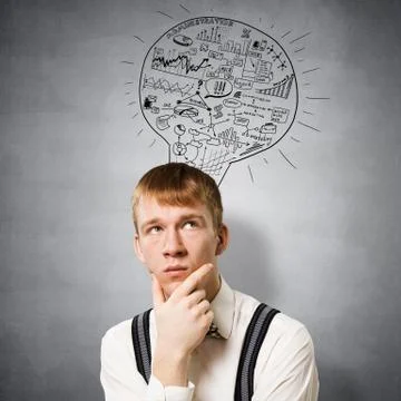 Redhead student thinking about some problem Foto stock