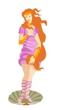 Redhead venus standing in a shell Stock-Illustration