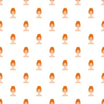 Redhead woman avatar repeating vector pattern background Stock Illustration