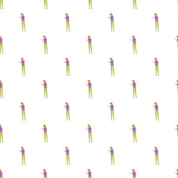 Redhead woman character seamless pattern Illustrazione stock