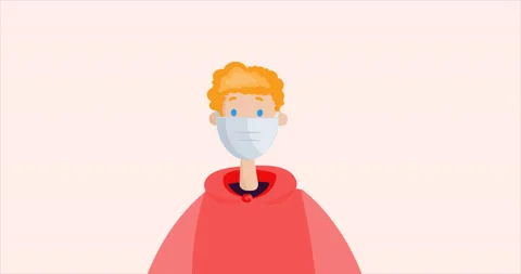 Redhead Young Man Wearing Protective Mask. Social Distancing. Covid-19 Pandemic. Stock Footage 172007066