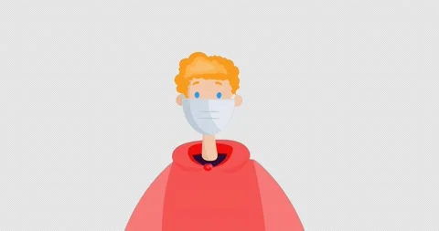 Redhead Young Man Wearing Protective Mask. Safety During Covid-19 Pandemic. Stock Footage 172042406