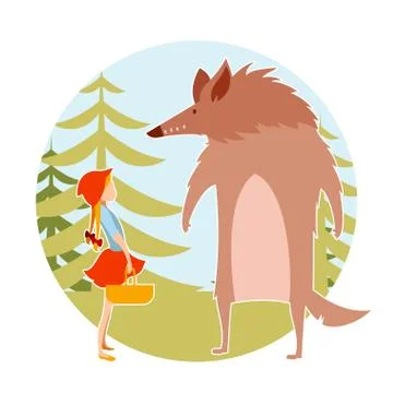 Redhood and the wolf Stock Illustration