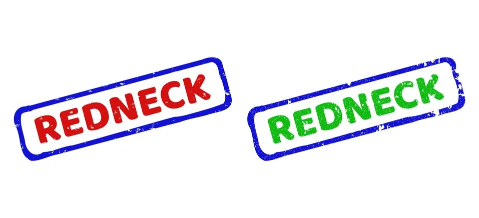 REDNECK Bicolor Rough Rectangular Stamp Seals with Unclean Styles Stock Illustration