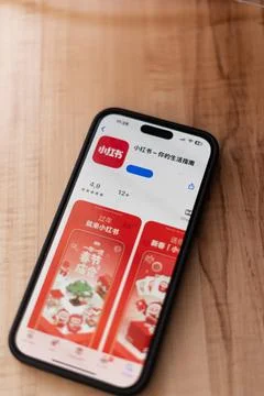 RedNote app preview on smartphone screen Stock Photos