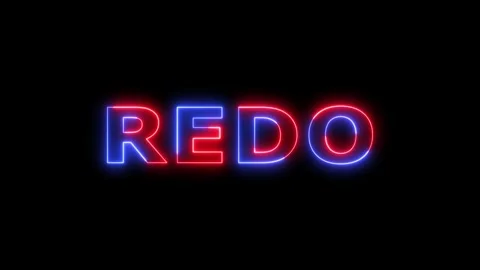 Redo neon text animation with glowing blue and red. Vidéo 332533652