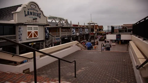 Redondo Beach Pier 4K Motion Timelapse Stockbeeldmateriaal 112089688