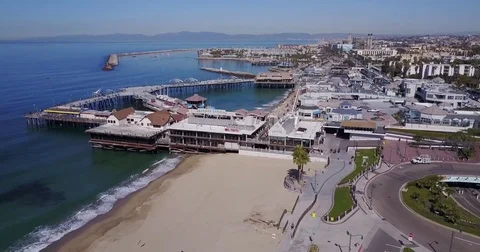 Redondo Beach Pier Aerial Video Stock Footage