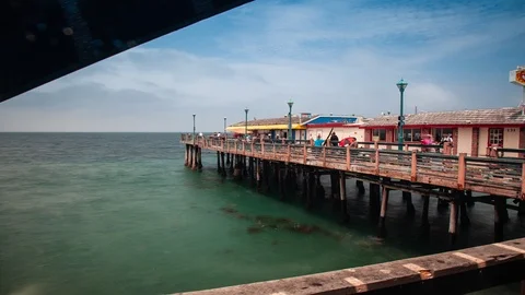 Redondo Beach Pier Motion Timelapse Overlooking Pacific Ocean Stock Footage 112089432