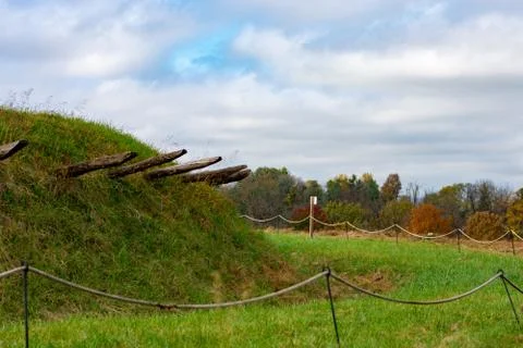 A Redoubt Covered in Pointed Logs in Valley Forge National Historical Park Stock Photos