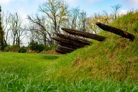 A Redoubt Covered in Pointed Logs in Valley Forge National Historical Park Stock Photos