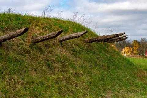 A Redoubt Covered in Pointed Logs in Valley Forge National Historical Park Stock Photos