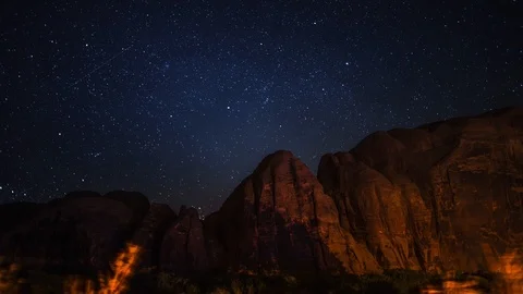 Redrock with stars Stock Footage 114790097