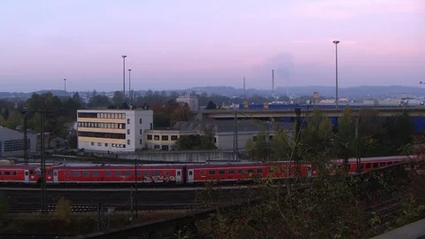 RedTrainParked10.0 Stock-Footage 90019134