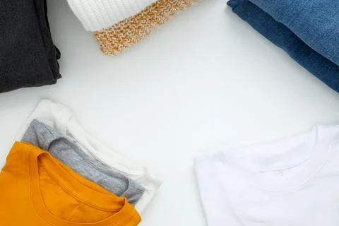 Reduce and reuse concept. Preparing clothes for swap. Waste problem in fashio Stock Photos