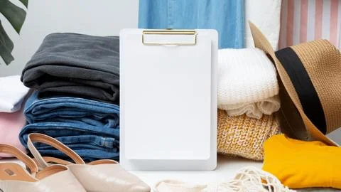 Reduce and reuse concept. Preparing clothes for swap. Waste problem in fashio Stock Photos