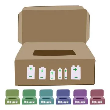 Reduce battery recycling box vector cartoon graphic Stock Illustration