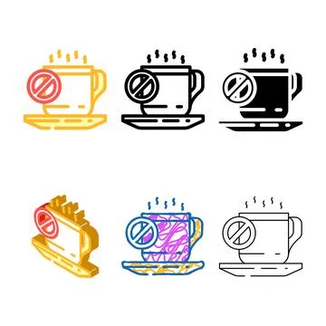 Reduce caffeine styleset intake headache treatment color icon vector Stock Illustration