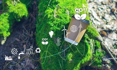 Reduce CO2 emission concept in the hand for environmental, global warming, 스톡 사진
