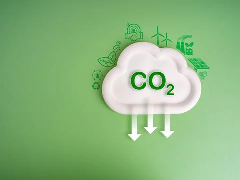 Reduce CO2 emissions to limit climate change and global warming, net zero c.. Stock Illustration