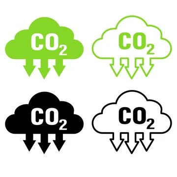 Reduce co2 gas icon. zero carbon emission symbol. gas low co2 logo. Stock Illustration