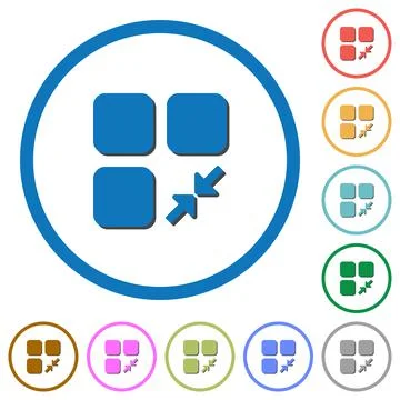 Reduce component icons with shadows and outlines Stock Illustration