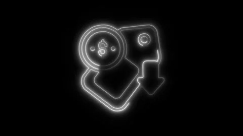 Reduce Cost Outline Icon in HD Video Neon Animation Stock Footage 304552190