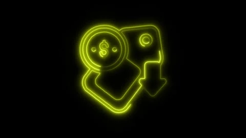 Reduce Cost Outline Icon in HD Video Neon Animation Stock-Footage 304552195