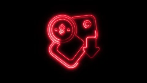 Reduce Cost Outline Icon in HD Video Neon Animation 库存影片 304552197