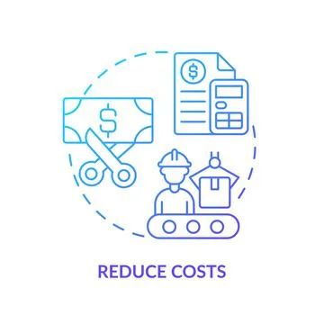 Reduce costs blue gradient icon Stock Illustration