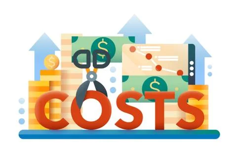 Reduce Costs - flat design website banner Stock Illustration