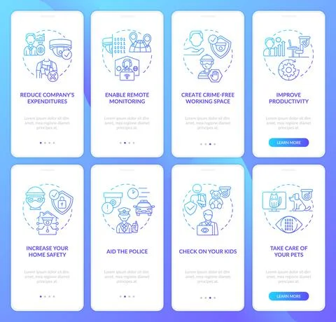 Reduce expenditures onboarding mobile app page screen set Illustrazione stock