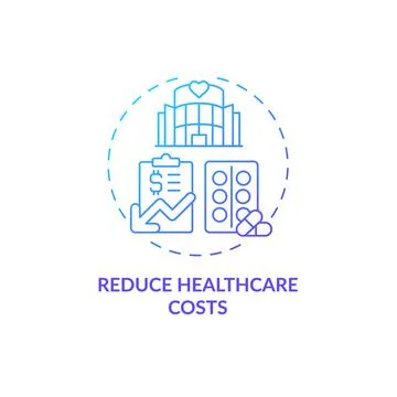 Reduce healthcare costs blue gradient concept icon Stock Illustration