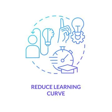 Reduce learning curve blue gradient concept icon Stock-Illustration