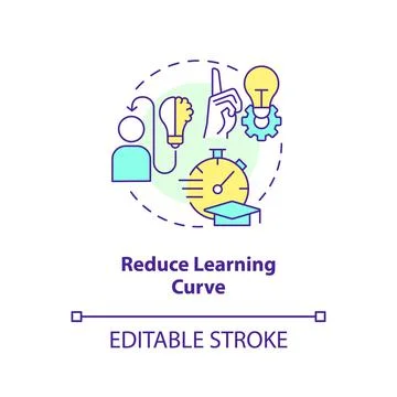 Reduce learning curve concept icon Stock Illustration