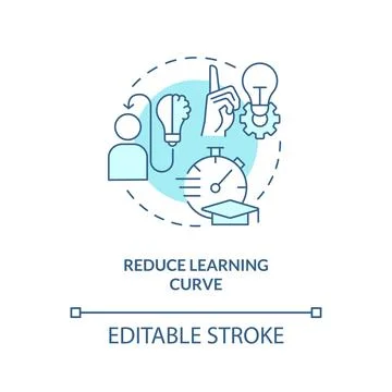 Reduce learning curve turquoise concept icon Stock Illustration