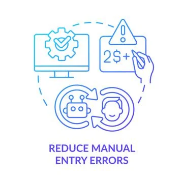 Reduce manual entry errors blue gradient concept icon Stock Illustration