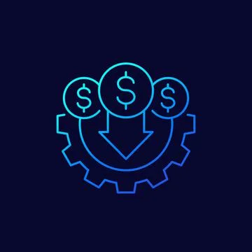 Reduce or decrease cost line icon Illustrazione stock