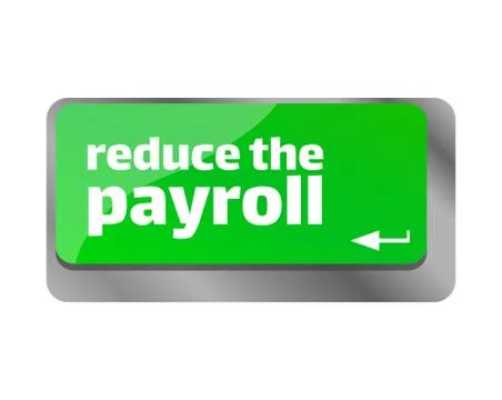 Reduce the payroll . Close up of keyboard, enter computer key. Stock Illustration