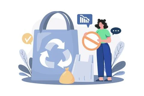 Reduce Plastic Bag Campaign Stock Illustration