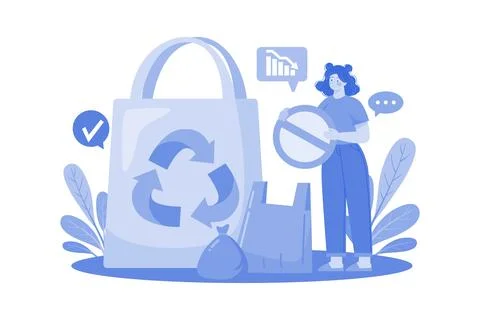 Reduce Plastic Bag Campaign Stock Illustration