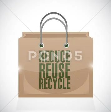Reduce reuse recycle brown paper bag illustration ~ Clip Art #33488787