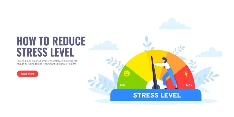 Reduce stress level flat style design concept vector illustration. Stock Illustration