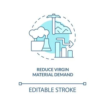 Reduce virgin material demand turquoise concept icon Stock Illustration