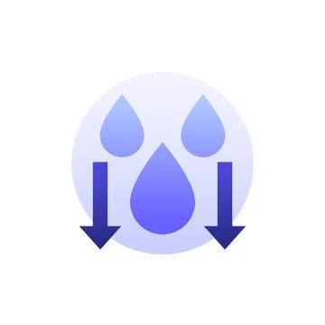 Reduce water consumption icon, low water usage vector design Stock Illustration