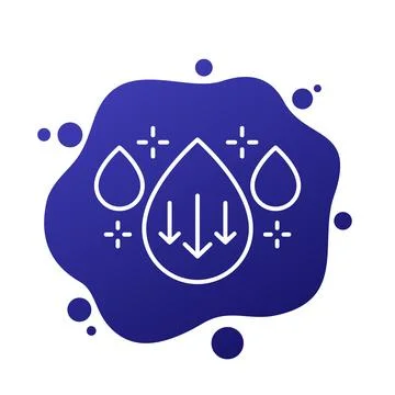 Reduce water consumption icon, low water usage line vector Stock Illustration
